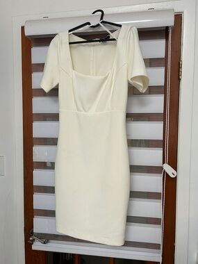 Marciano Cream Square-Neck Mini Dress
